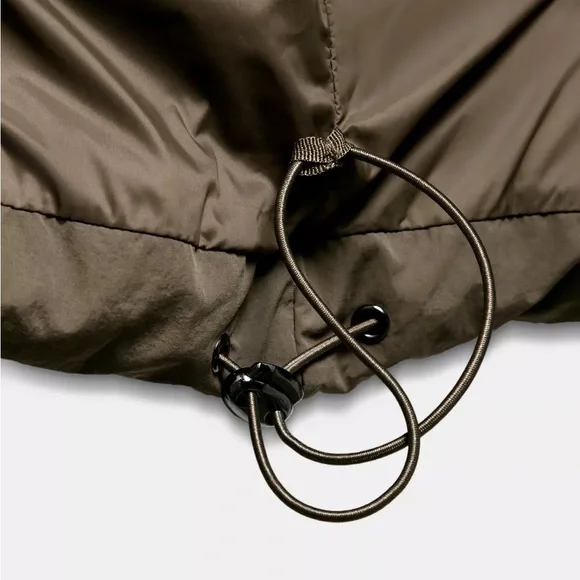 New Zara Short puffer anorak with ties in khaki-large - Picture 4 of 7